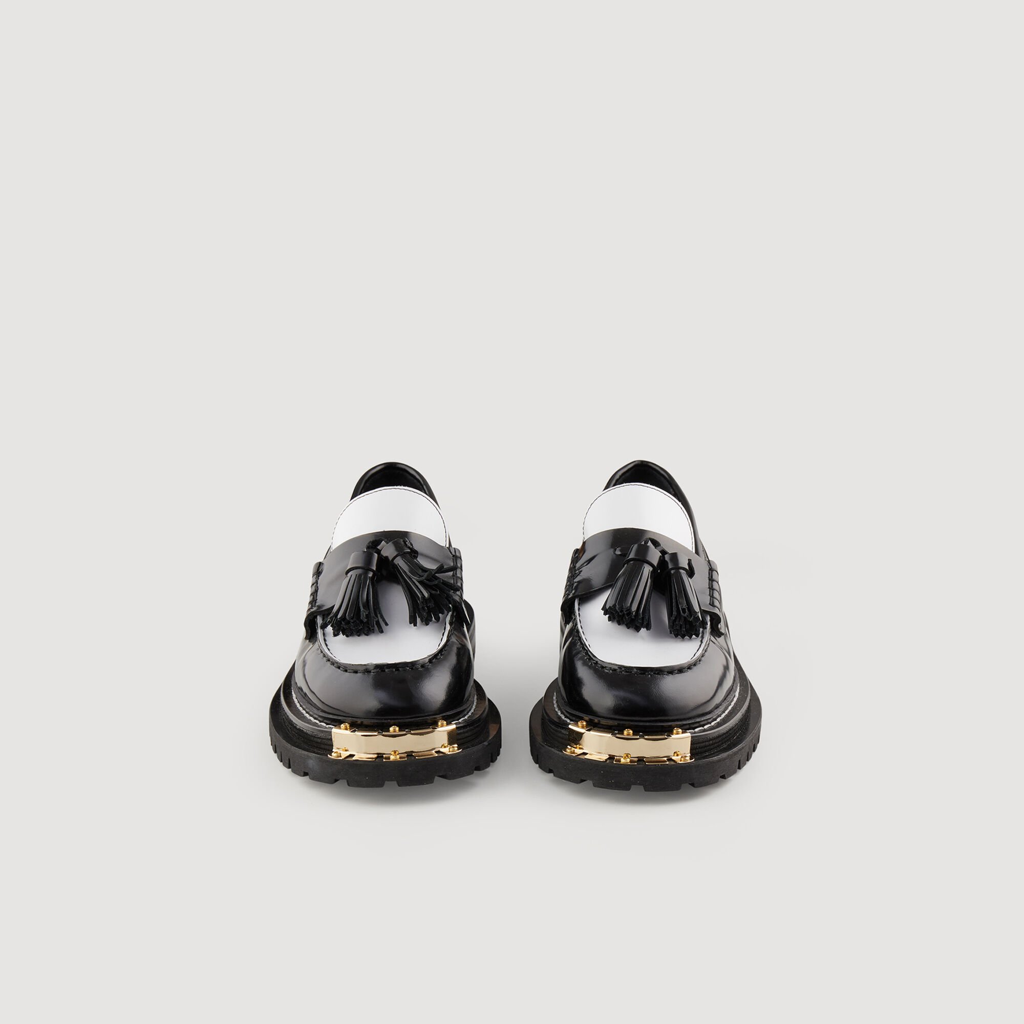 Thick-soled leather loafers