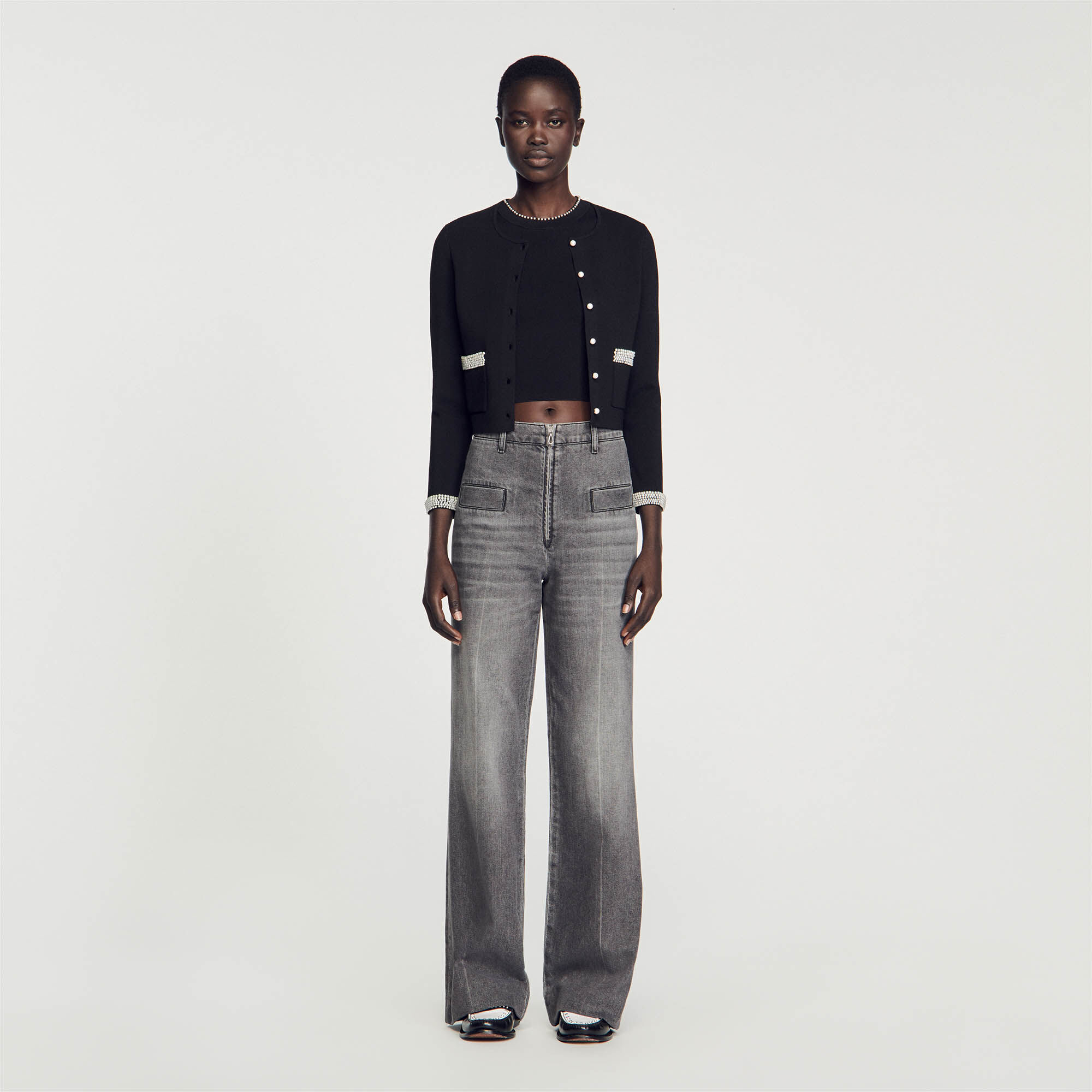 Beaded cardigan black gray For Women Sandro Paris
