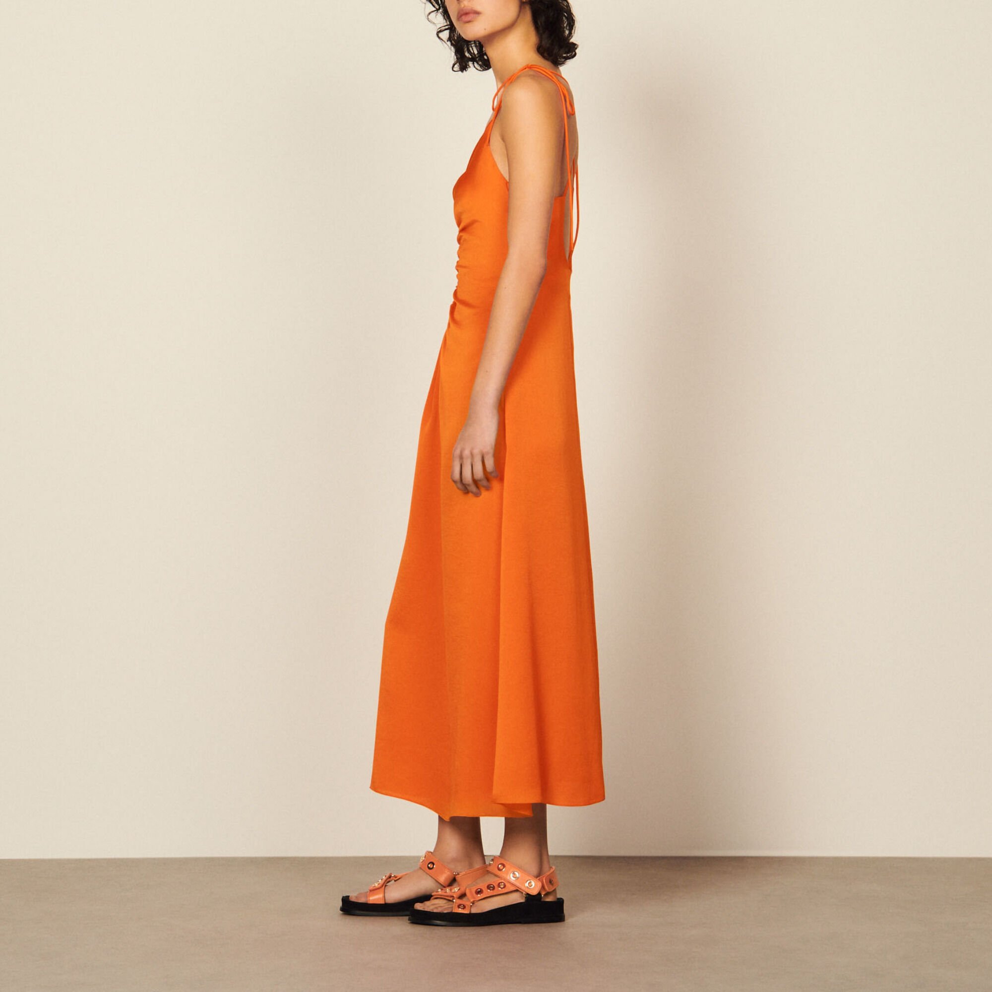 Midi dress with narrow straps