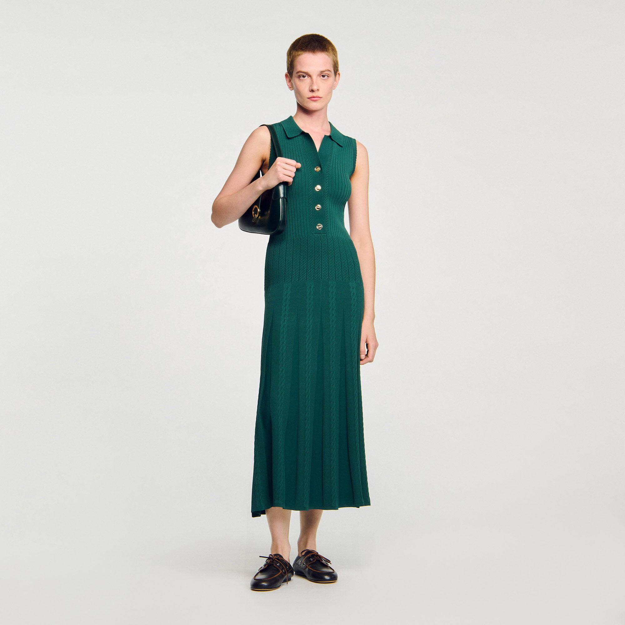 Knit dress with polo neck