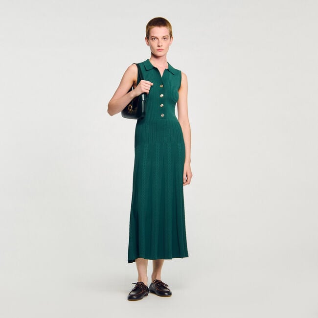 Knit dress with polo neck