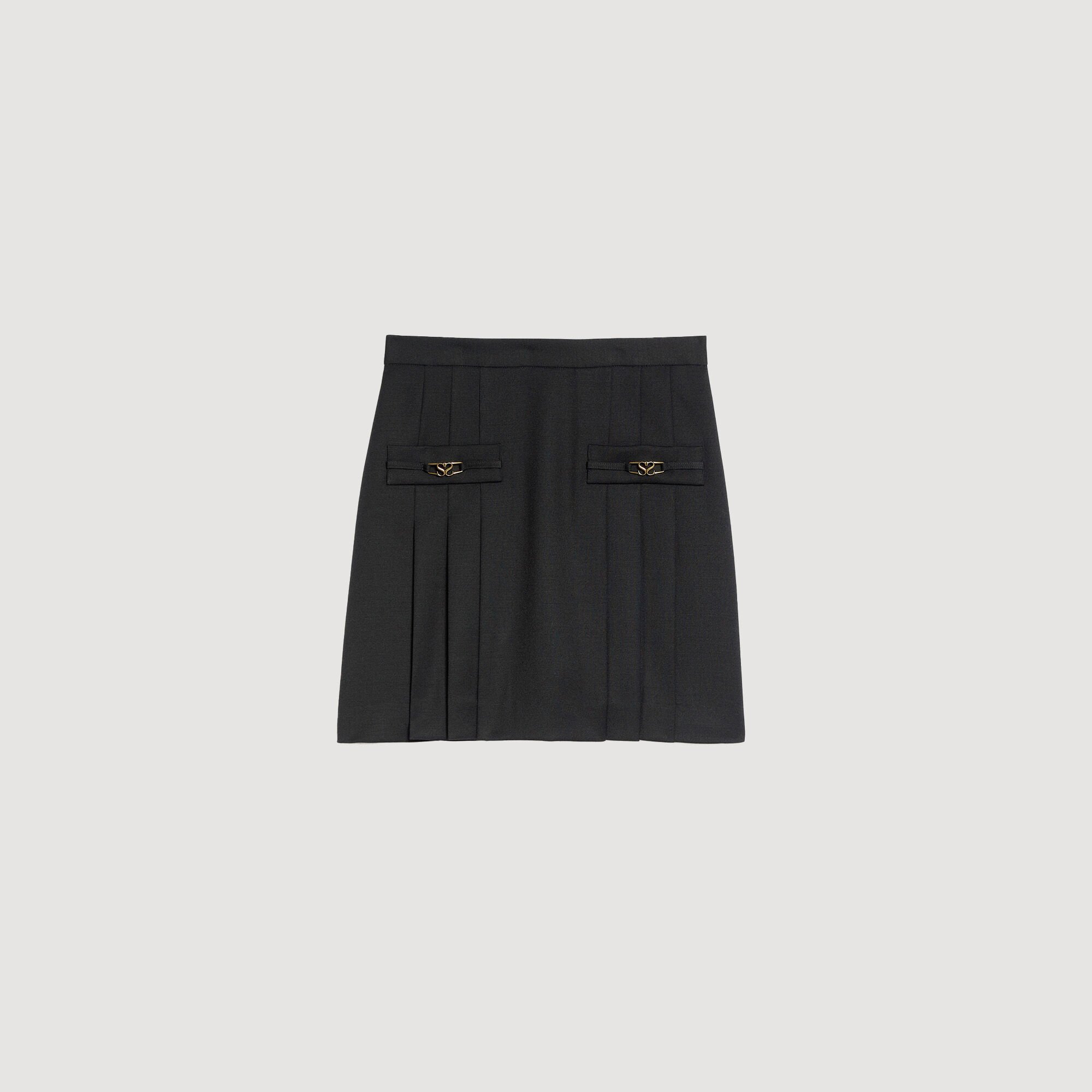 Short skirt with stitched pleats