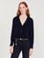 Silk top with pleat edged neckline