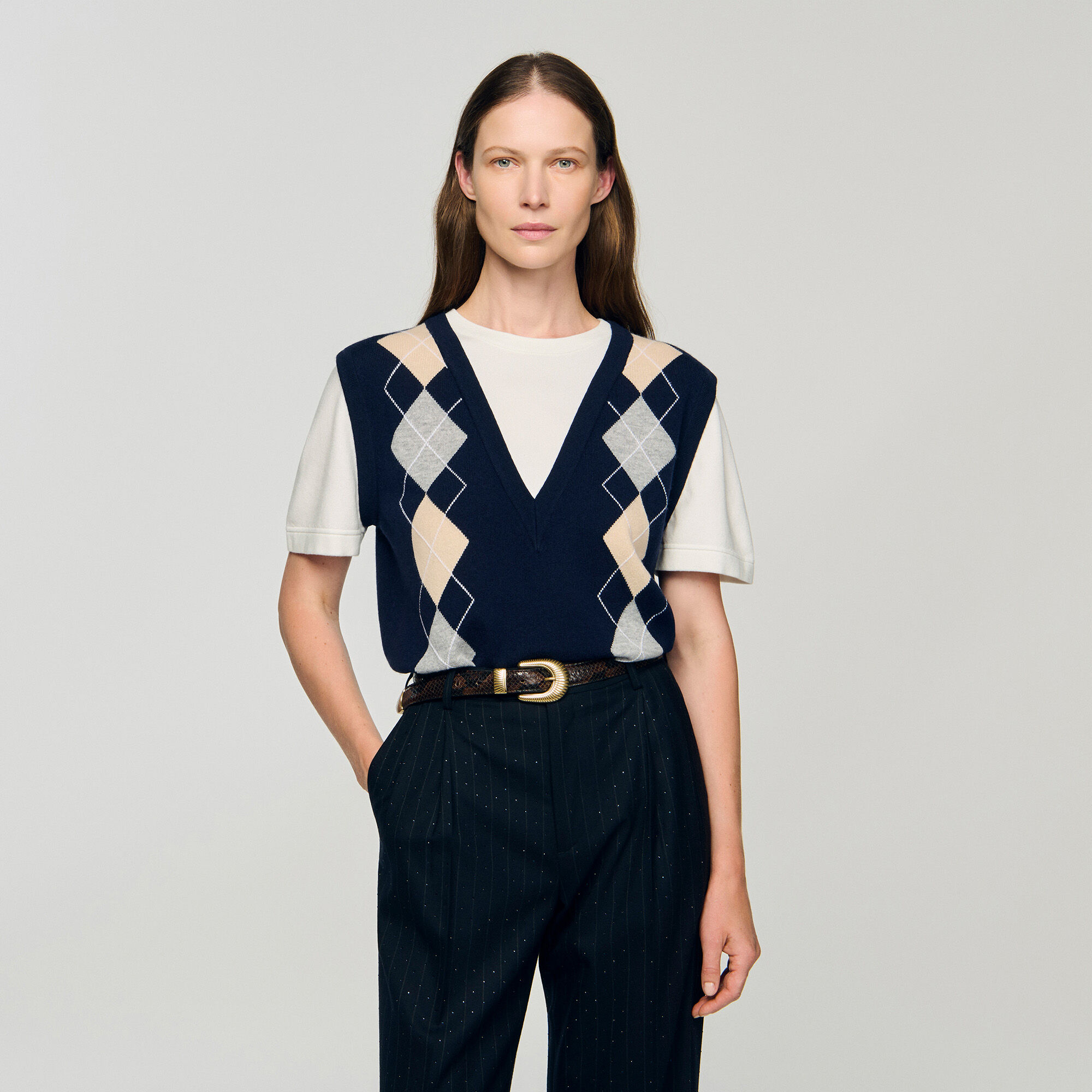 Argyle layered effect jumper