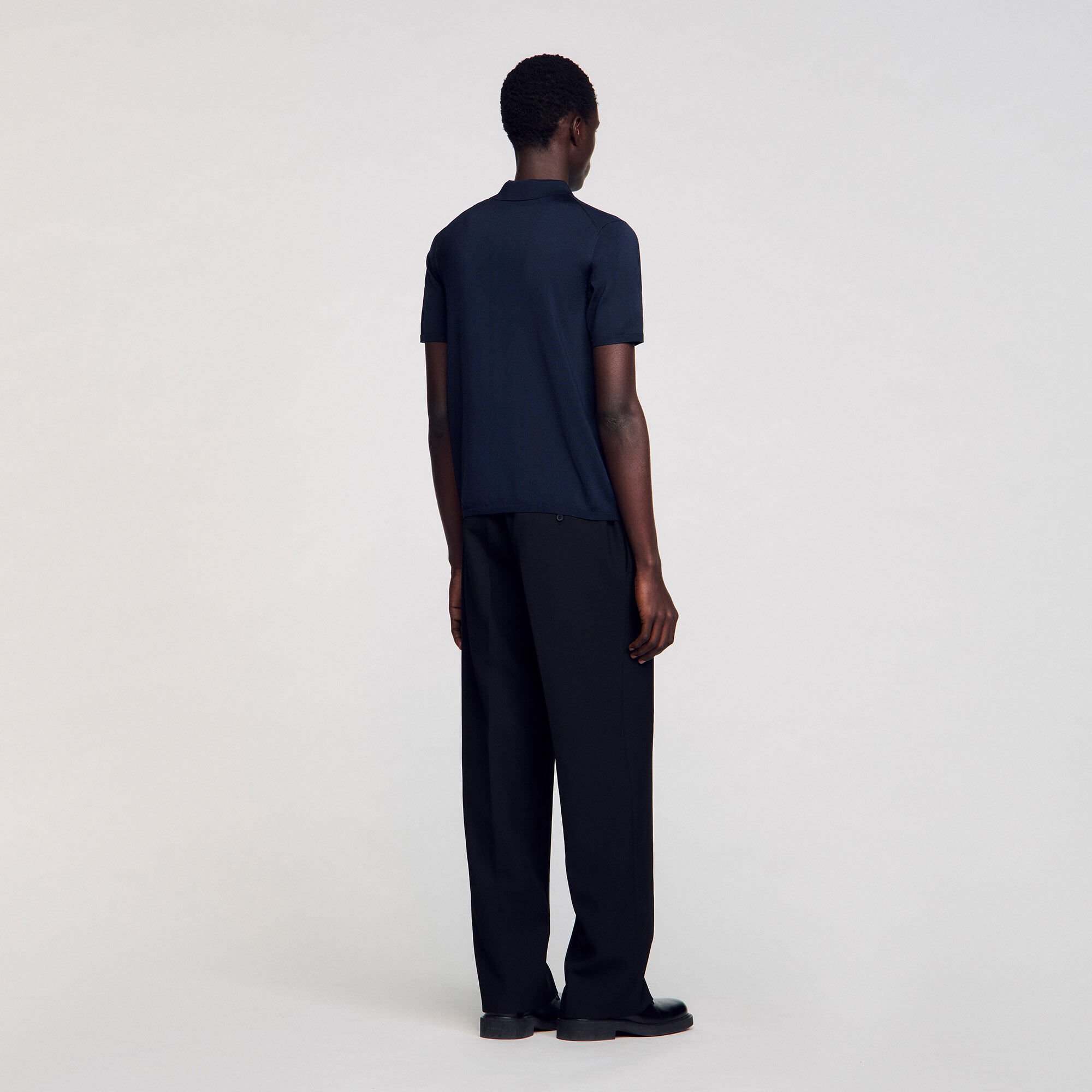 Short-sleeve knitted polo shirt