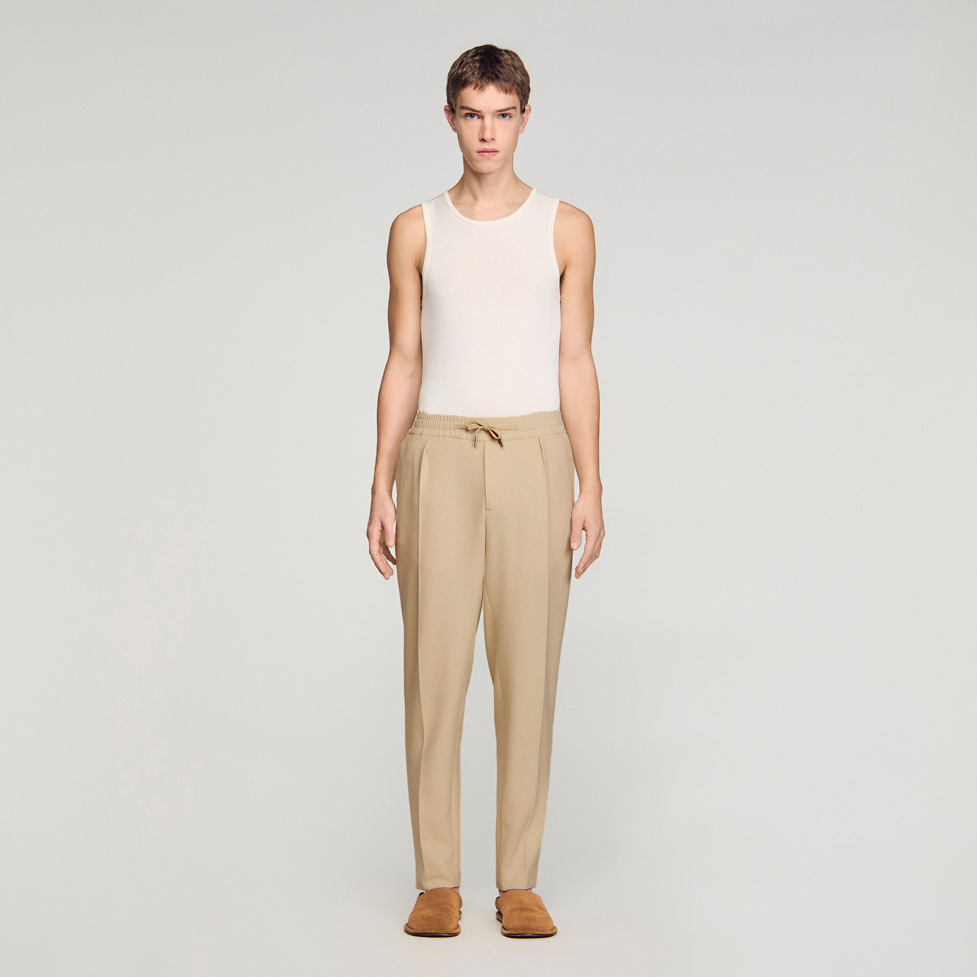Elasticated straight trousers
