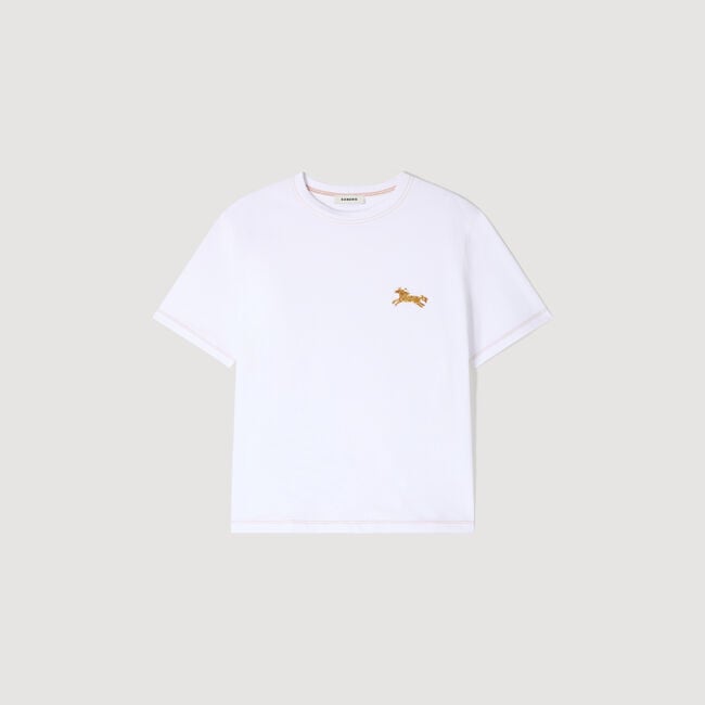 Horse embroidery cotton T-shirt