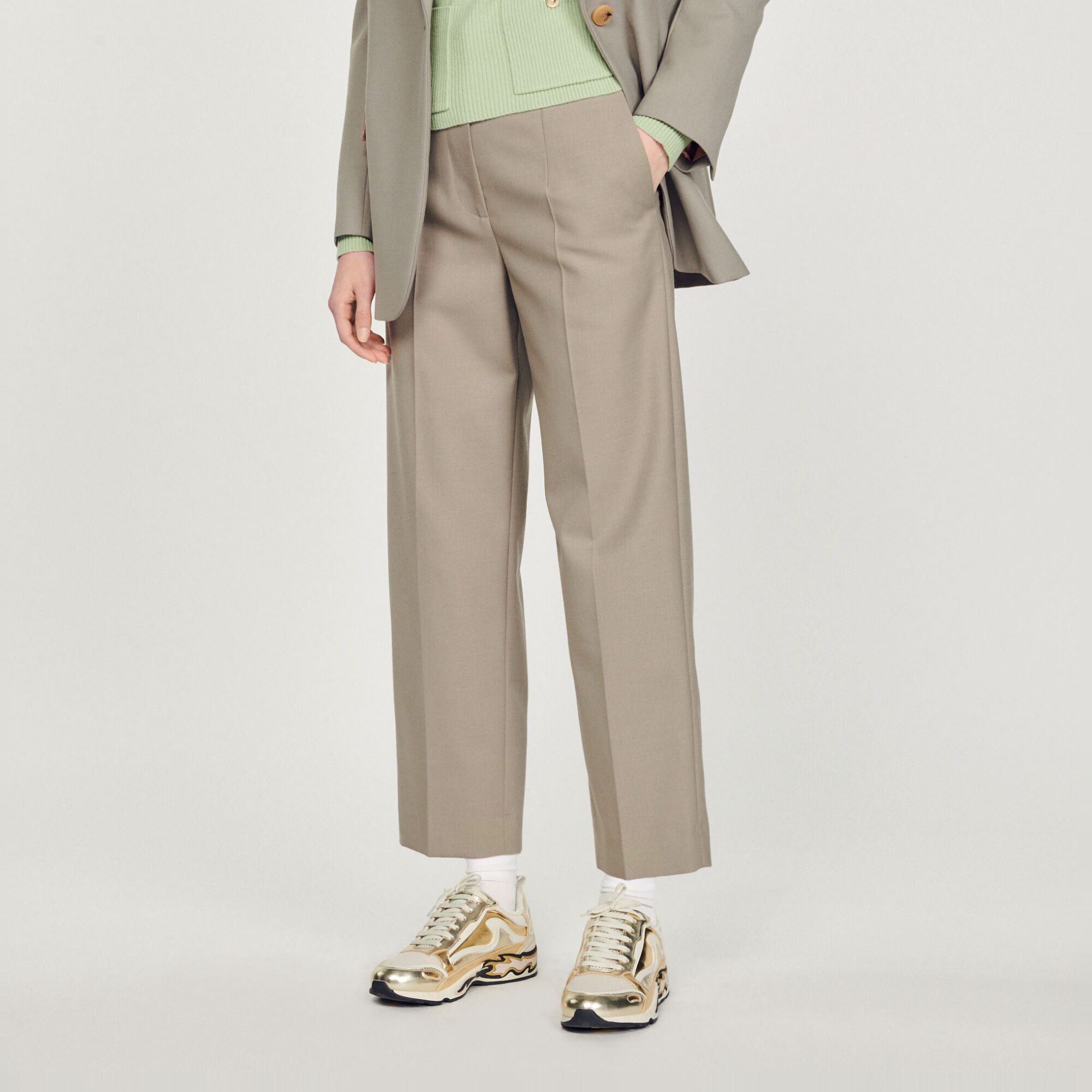 High-waisted tailored trousers