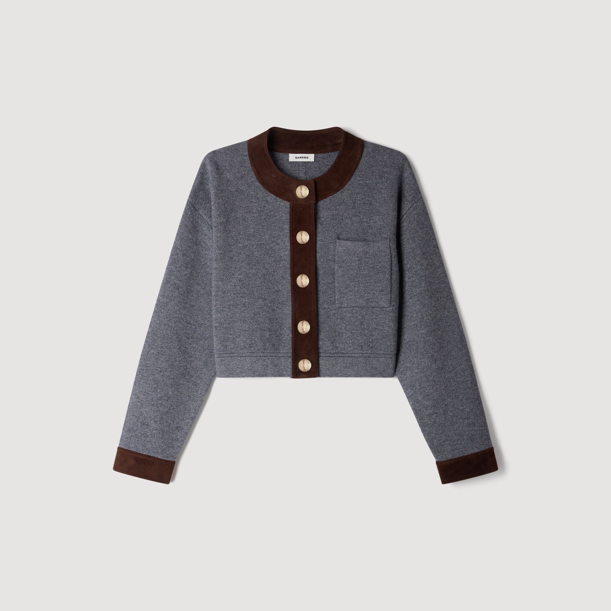 Cardigan with suede panels - Women | Sandro