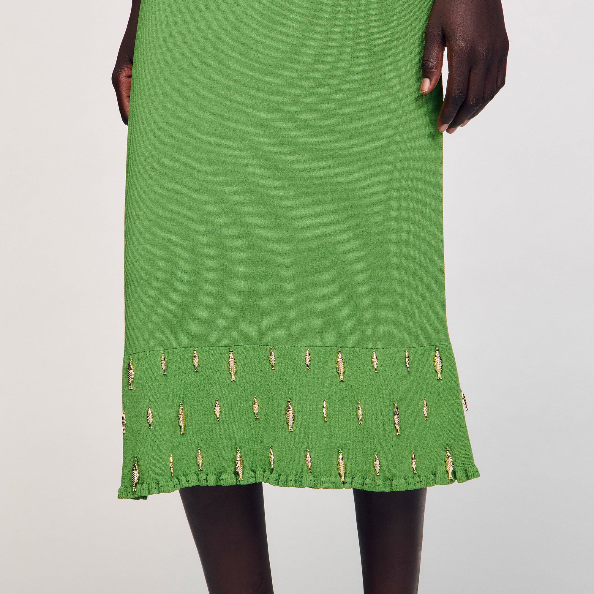 Long knit skirt with charms