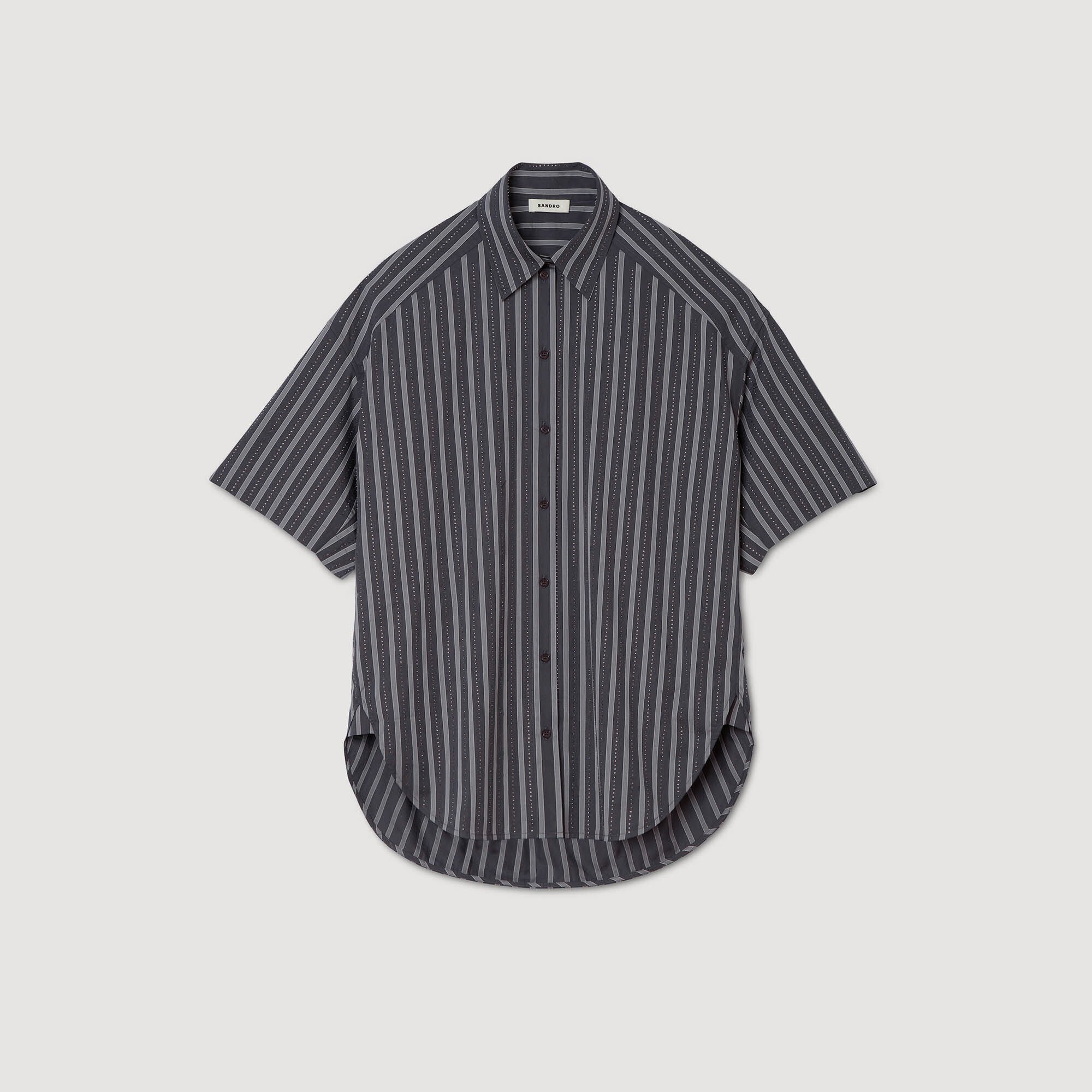Oversized striped rhinestone shirt