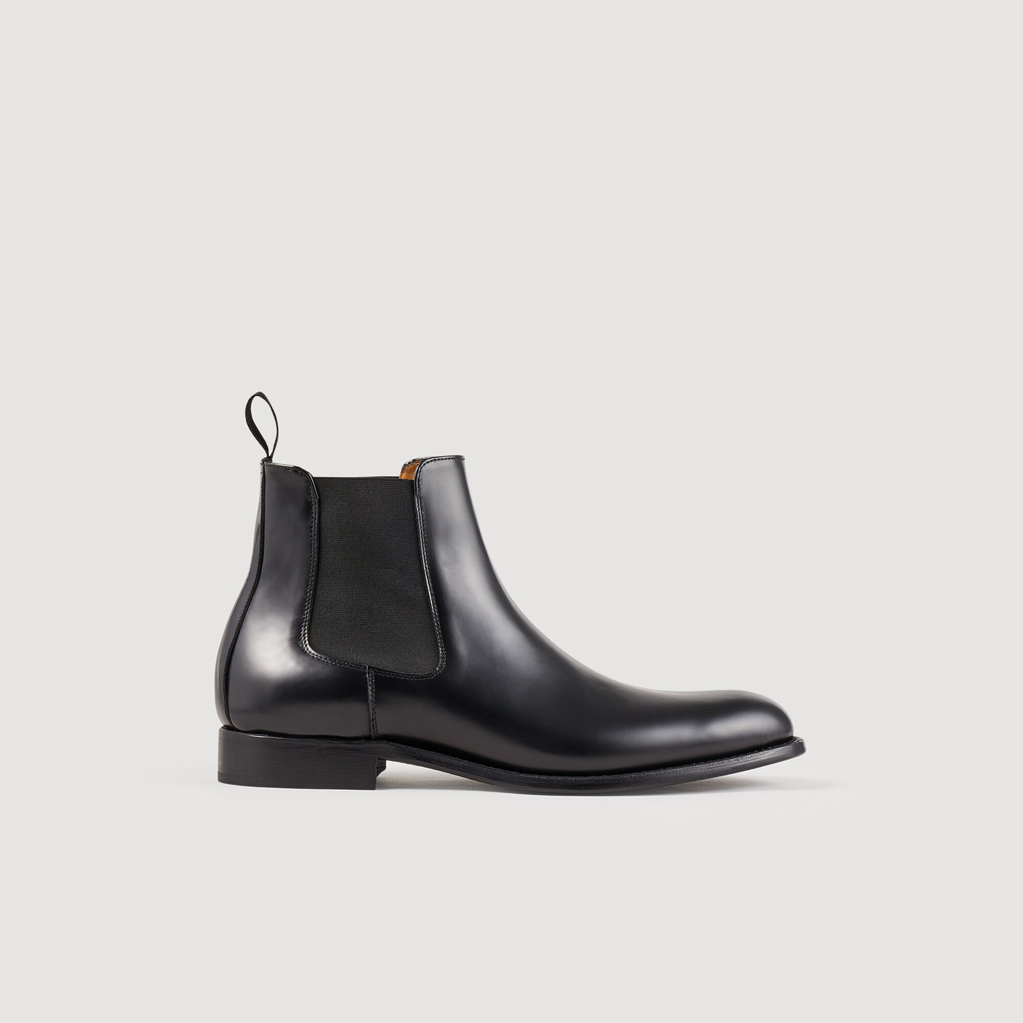 Leather Chelsea ankle boots black gray for Men Sandro Paris