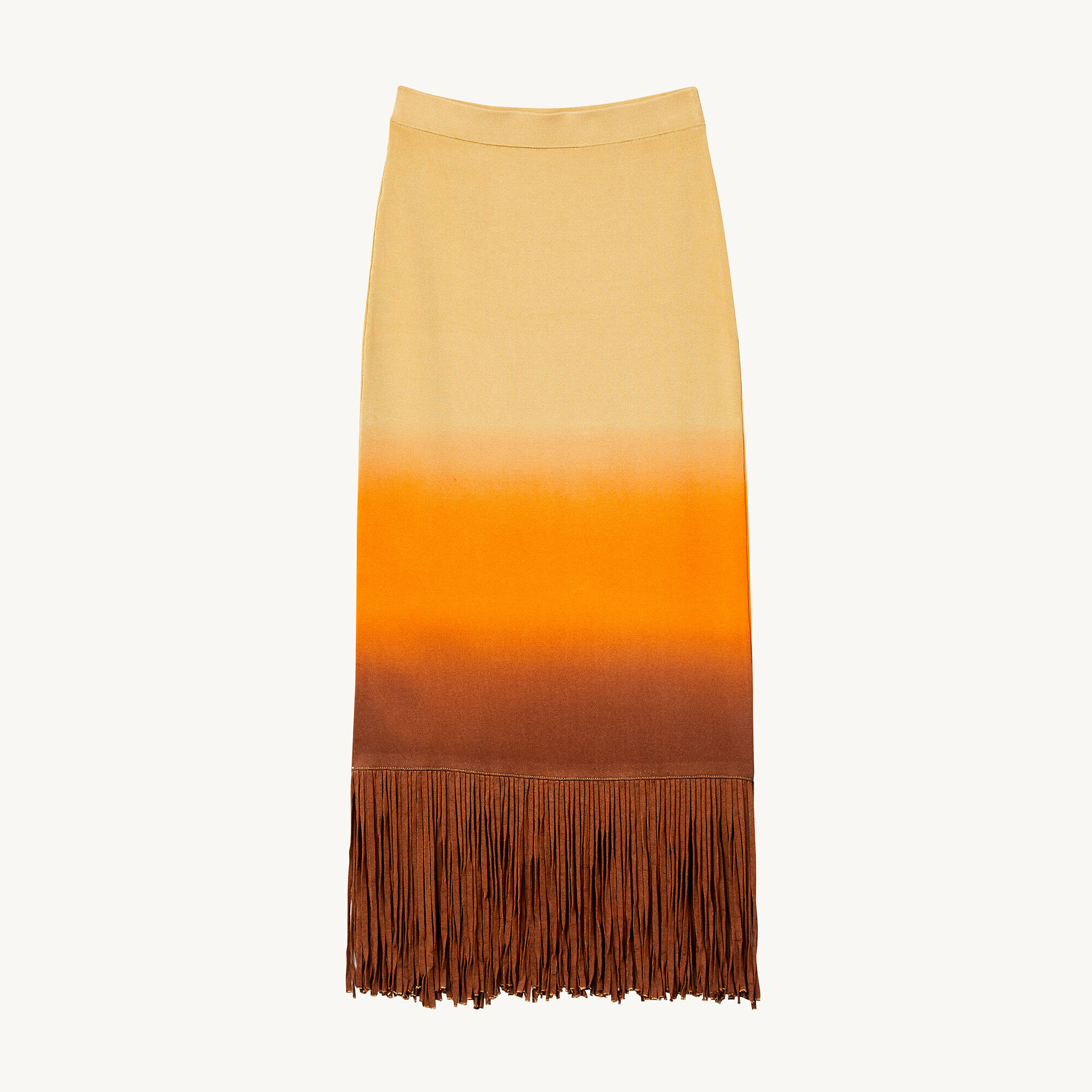 Midi skirt with tie-dye fringing