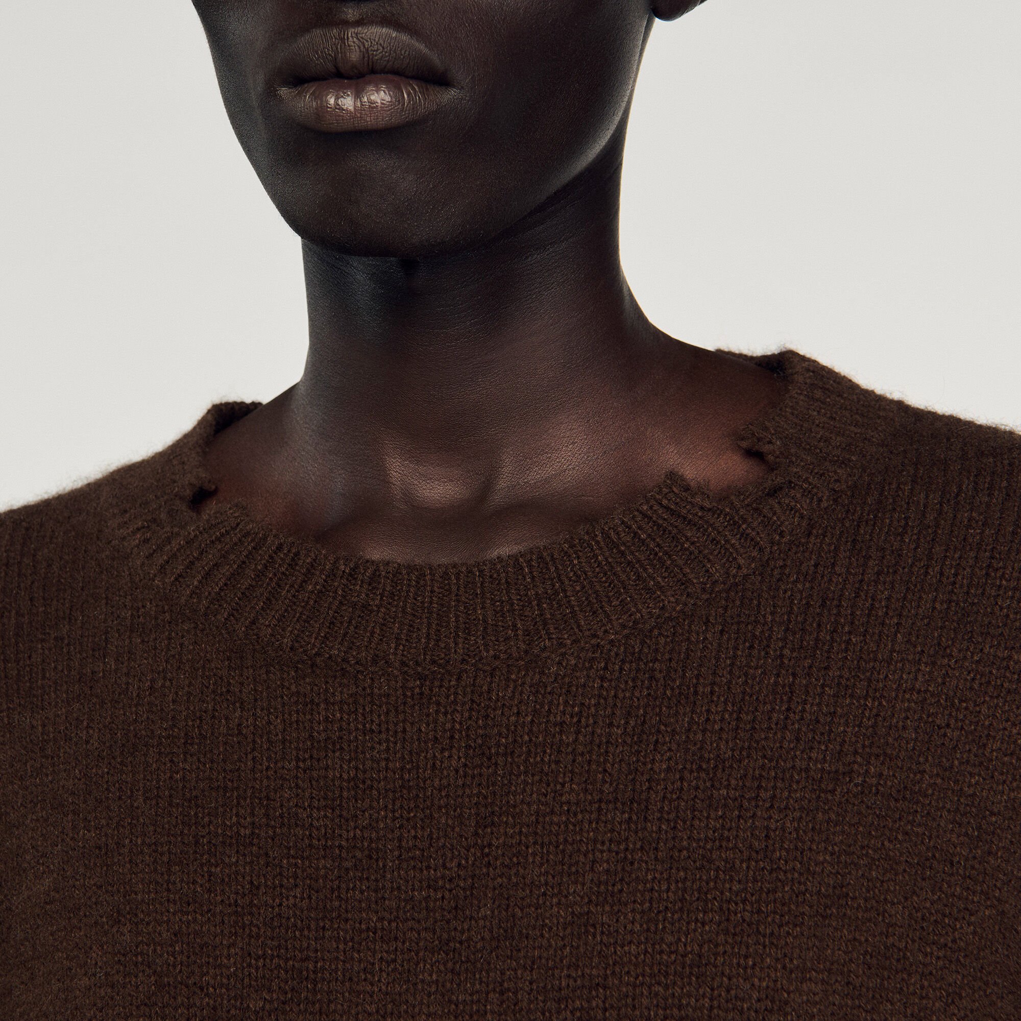 Destroyed effect wool jumper