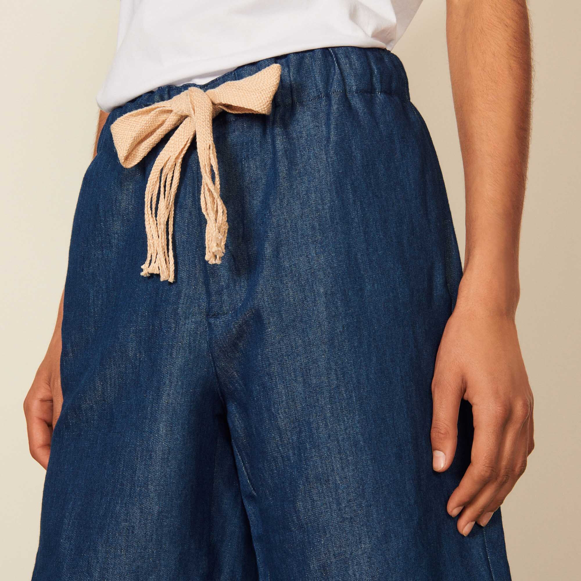 Wide chambray Bermuda shorts