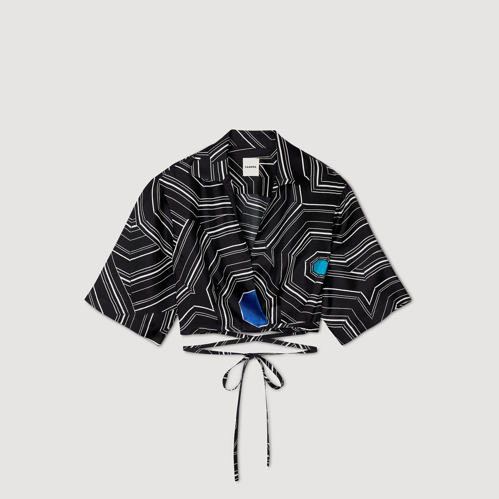 Spiral-motif silk shirt