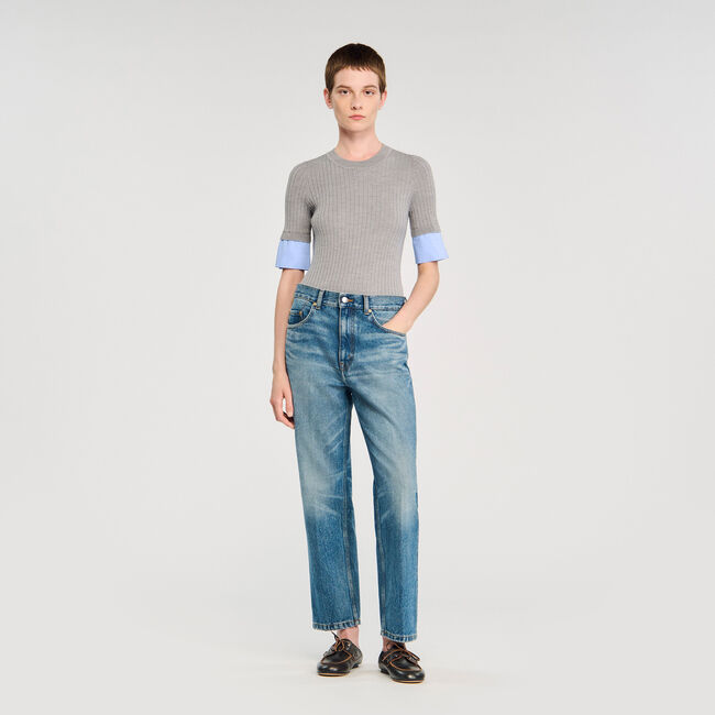 Jumper with contrast short sleeves
