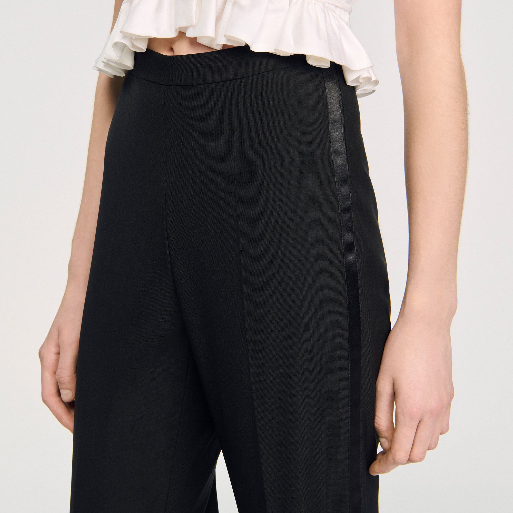 Satin stripe suit trousers
