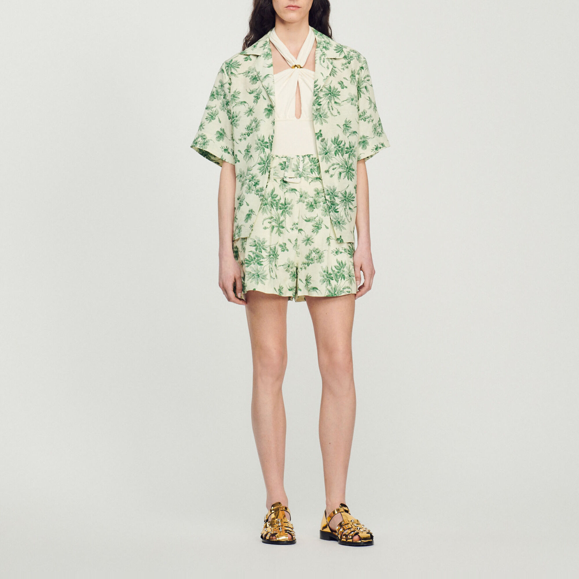 Loose printed palm tree shorts