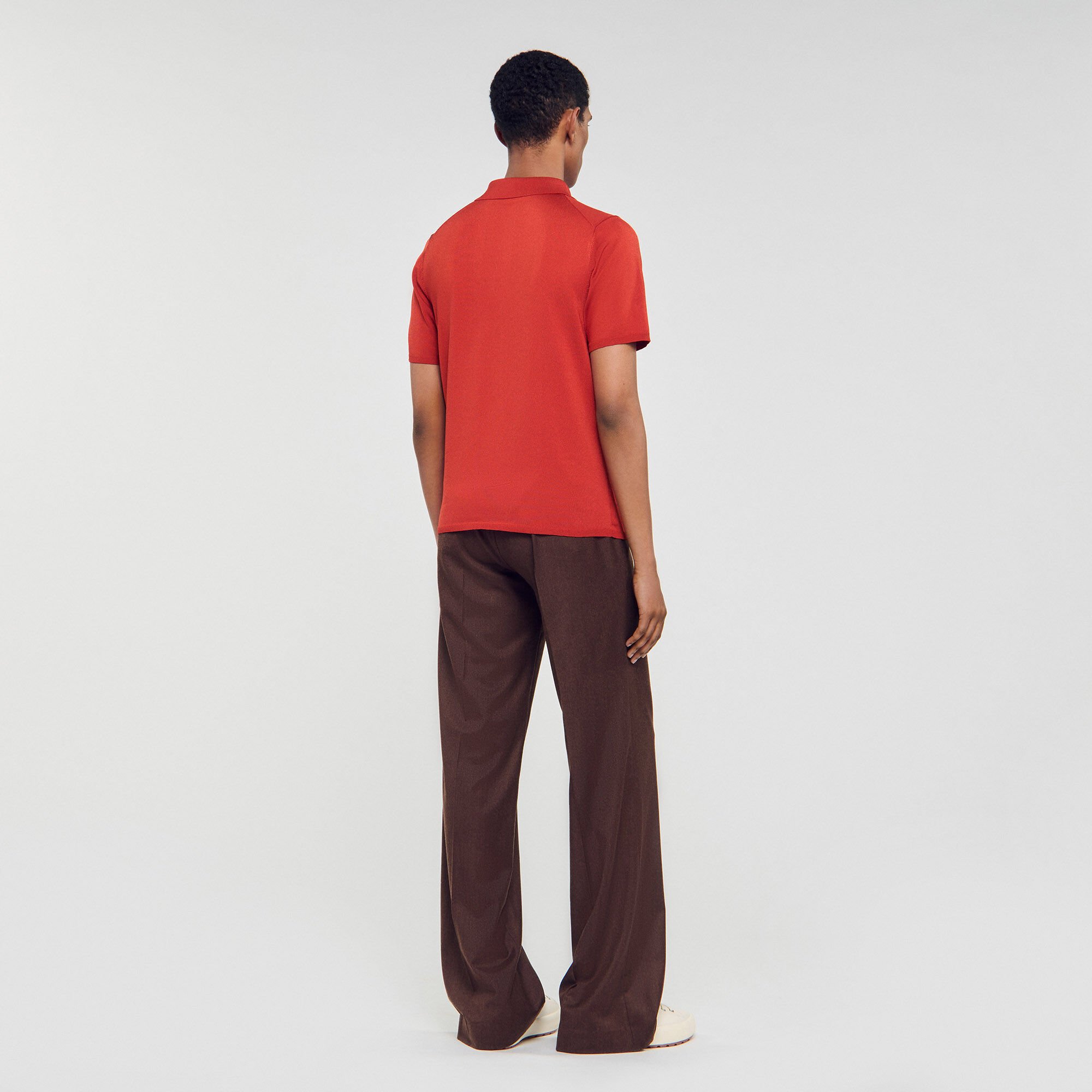 Short-sleeve knitted polo shirt