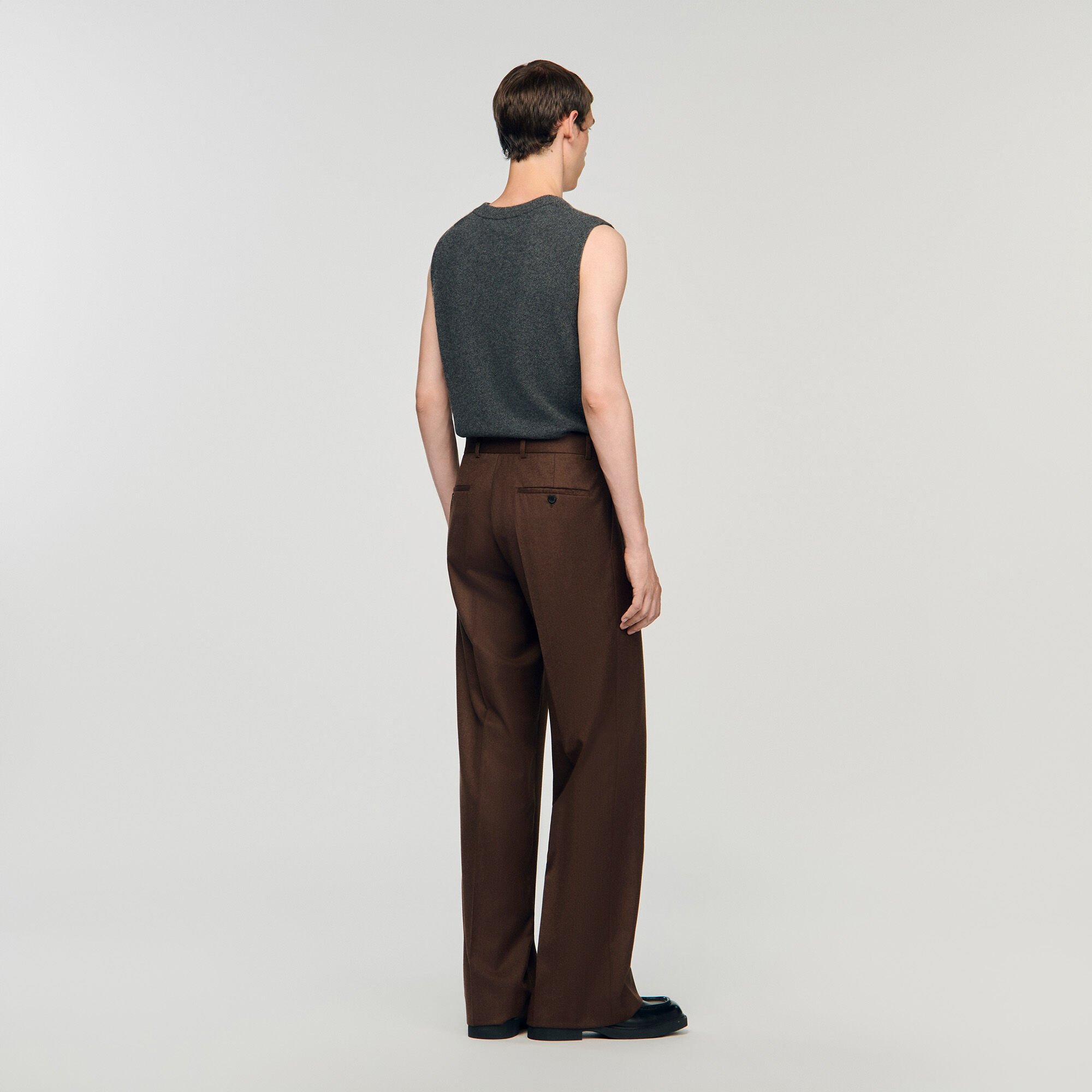 Wide-leg wool trousers