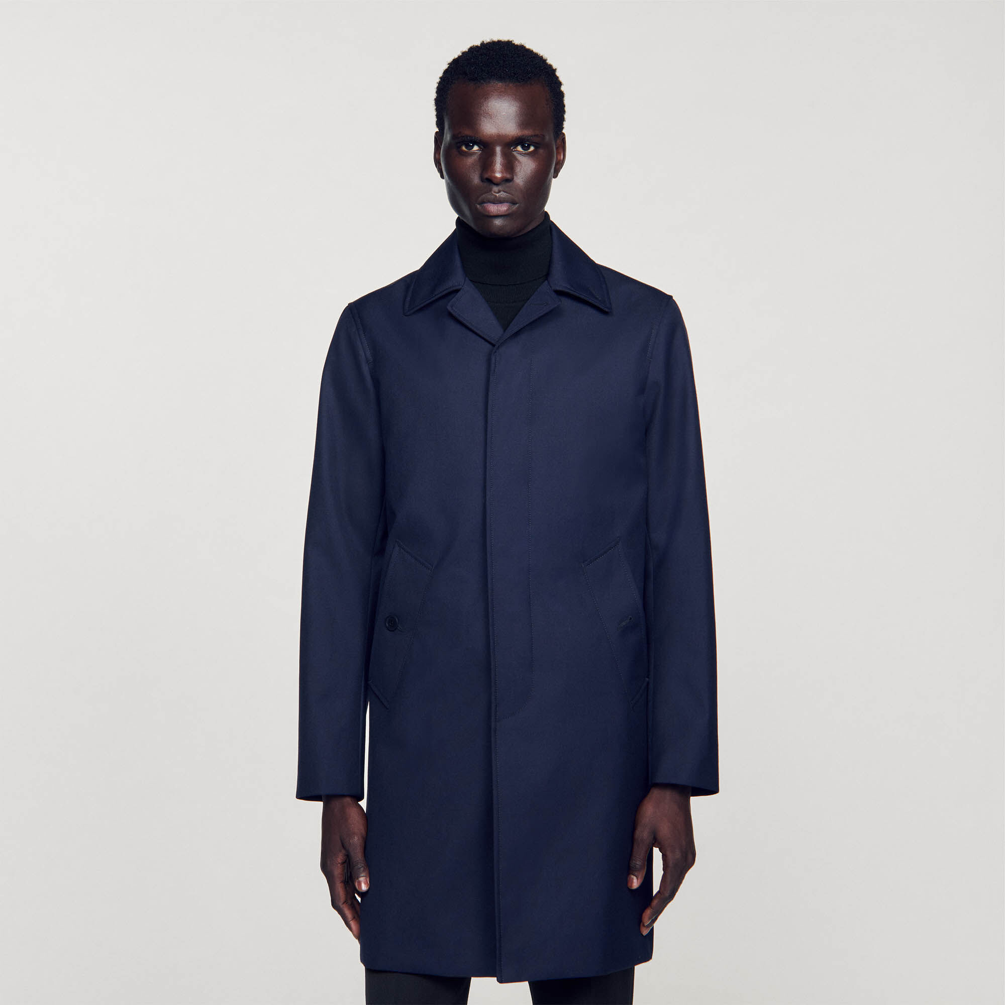 Waterproof technical fabric coat blue for Men | Sandro Paris