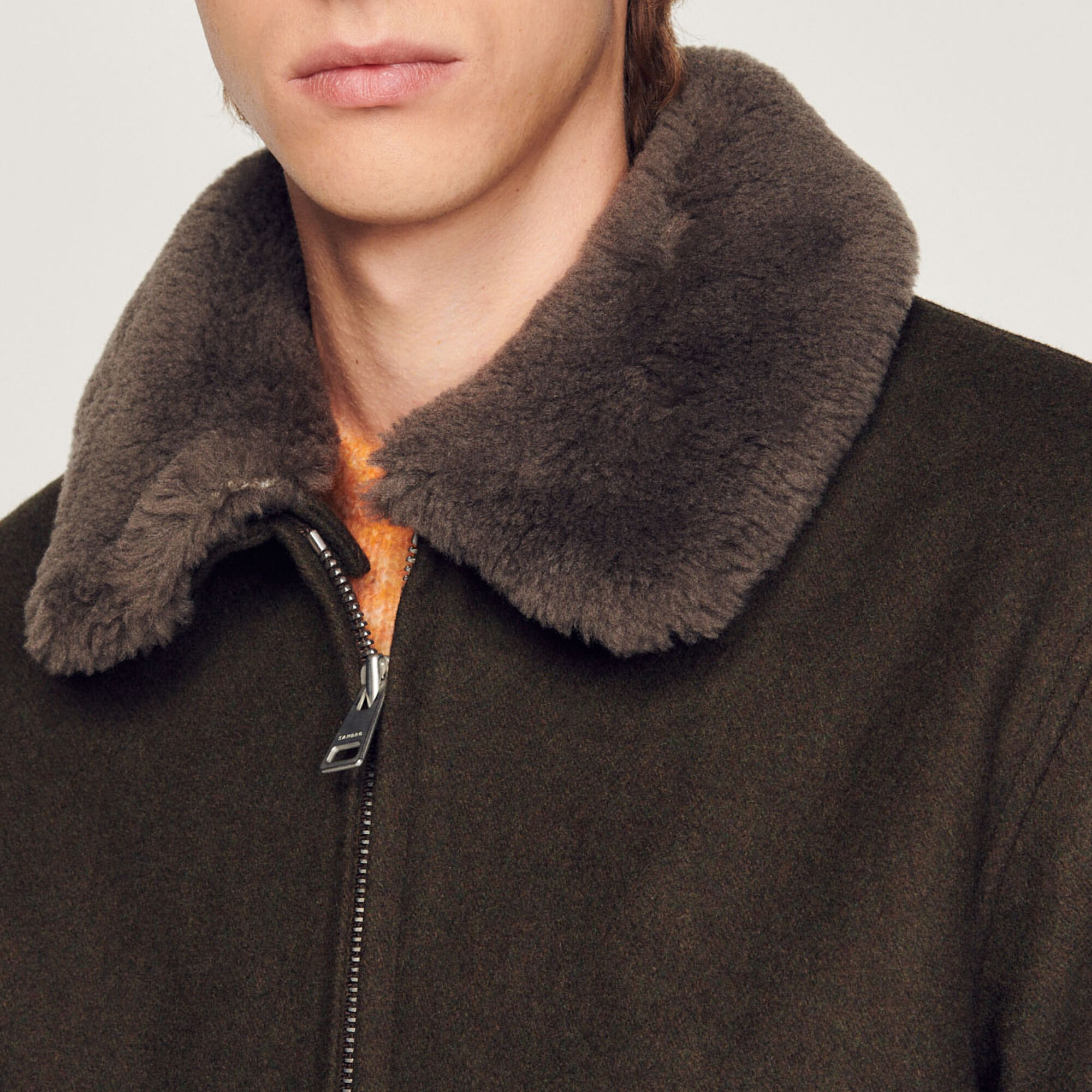 Shearling collar aviator jacket