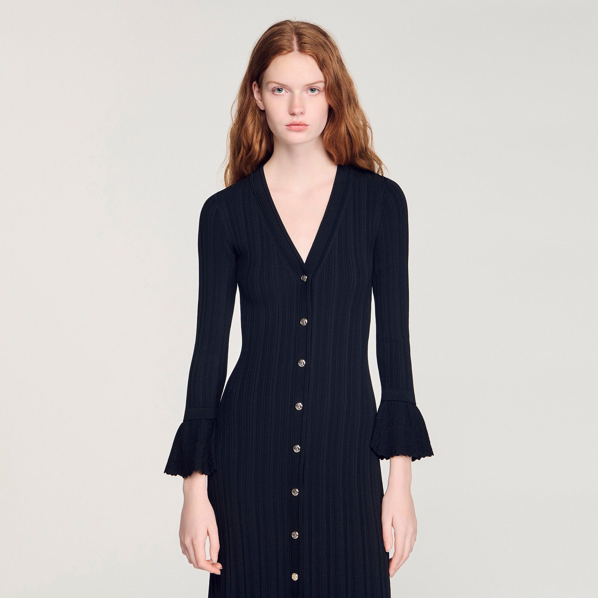 Knit maxi dress with ruffle