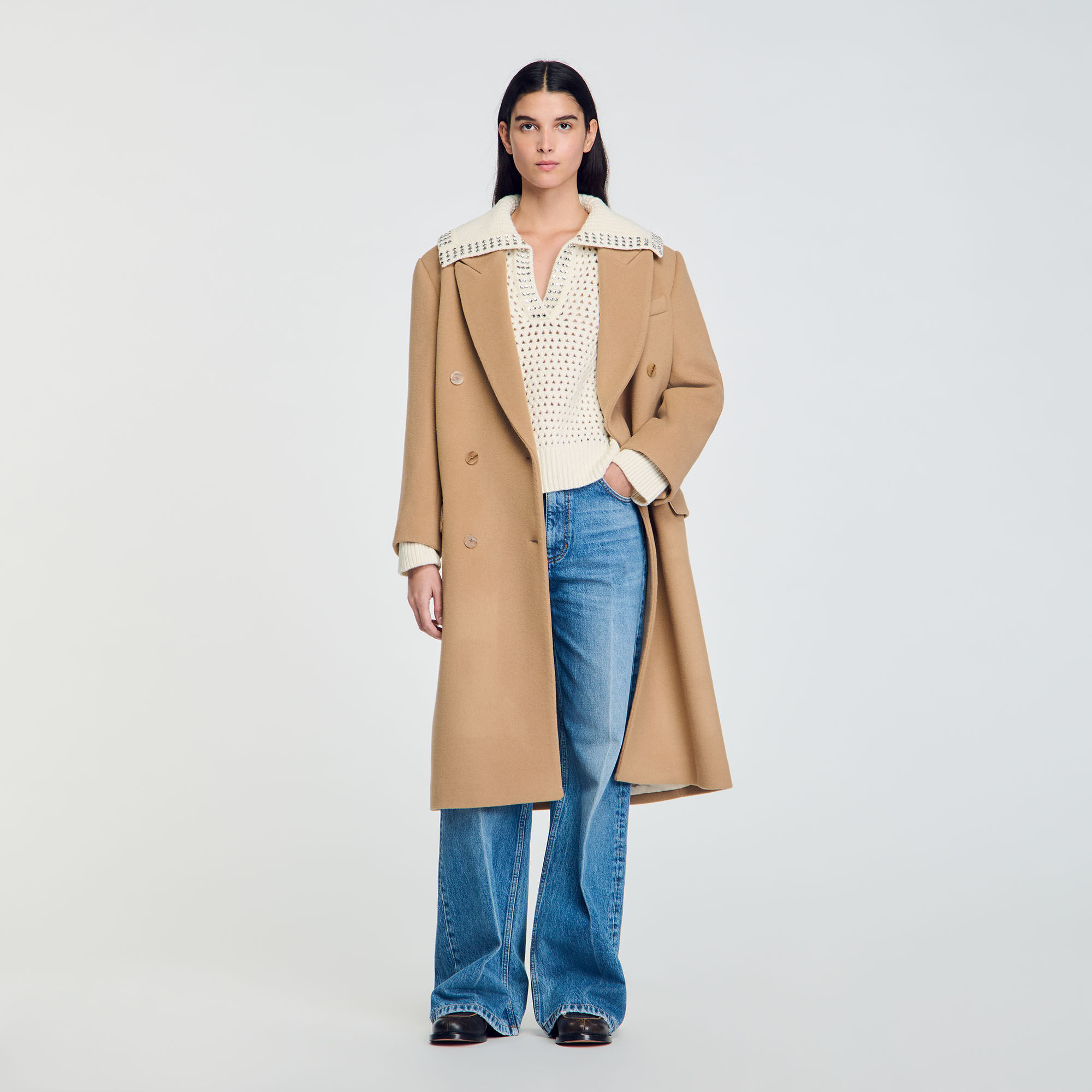 Sailor-neck wool jumper
