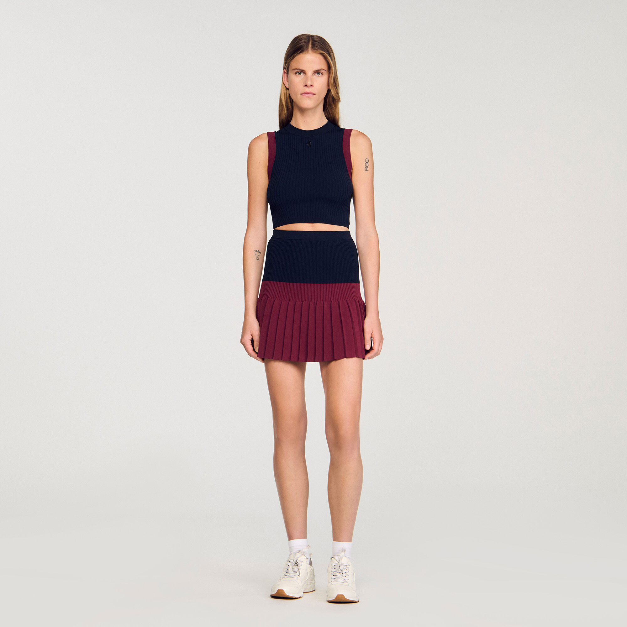 Two-tone knit top