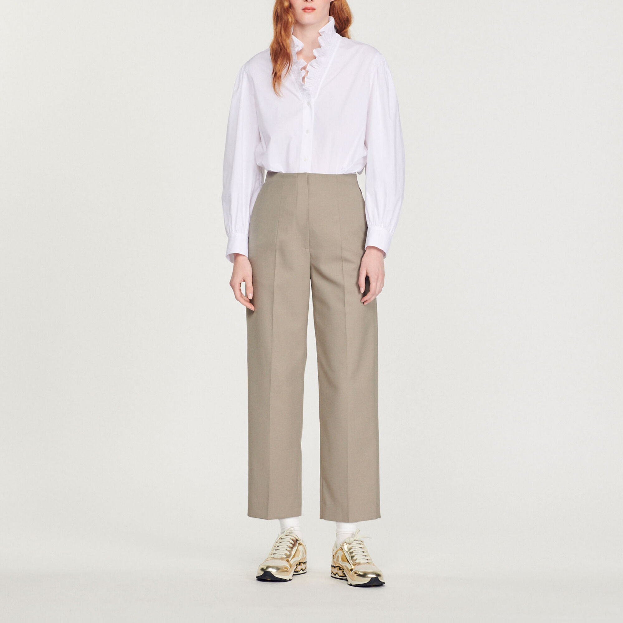 High-waisted tailored trousers
