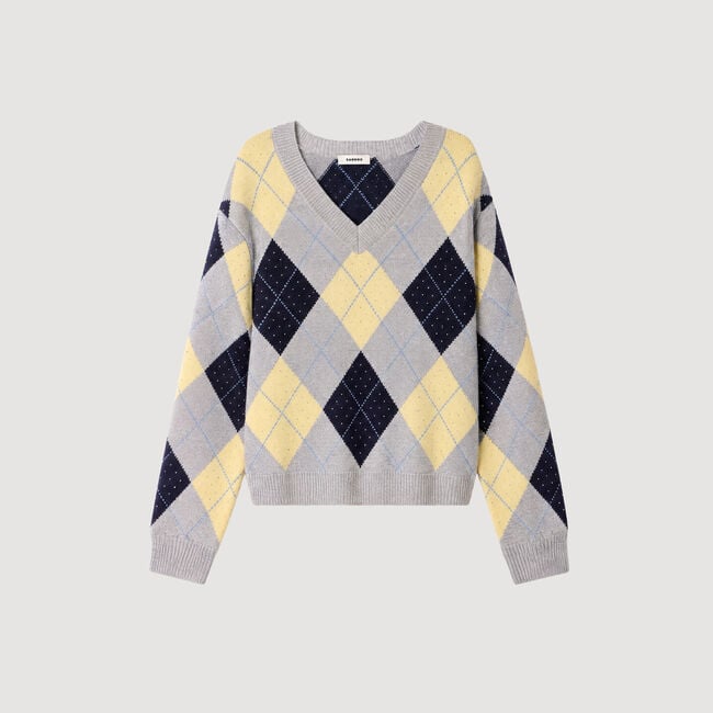 Rhinestone Argyle jumper - Women | Sandro