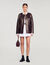 Long distressed leather jacket