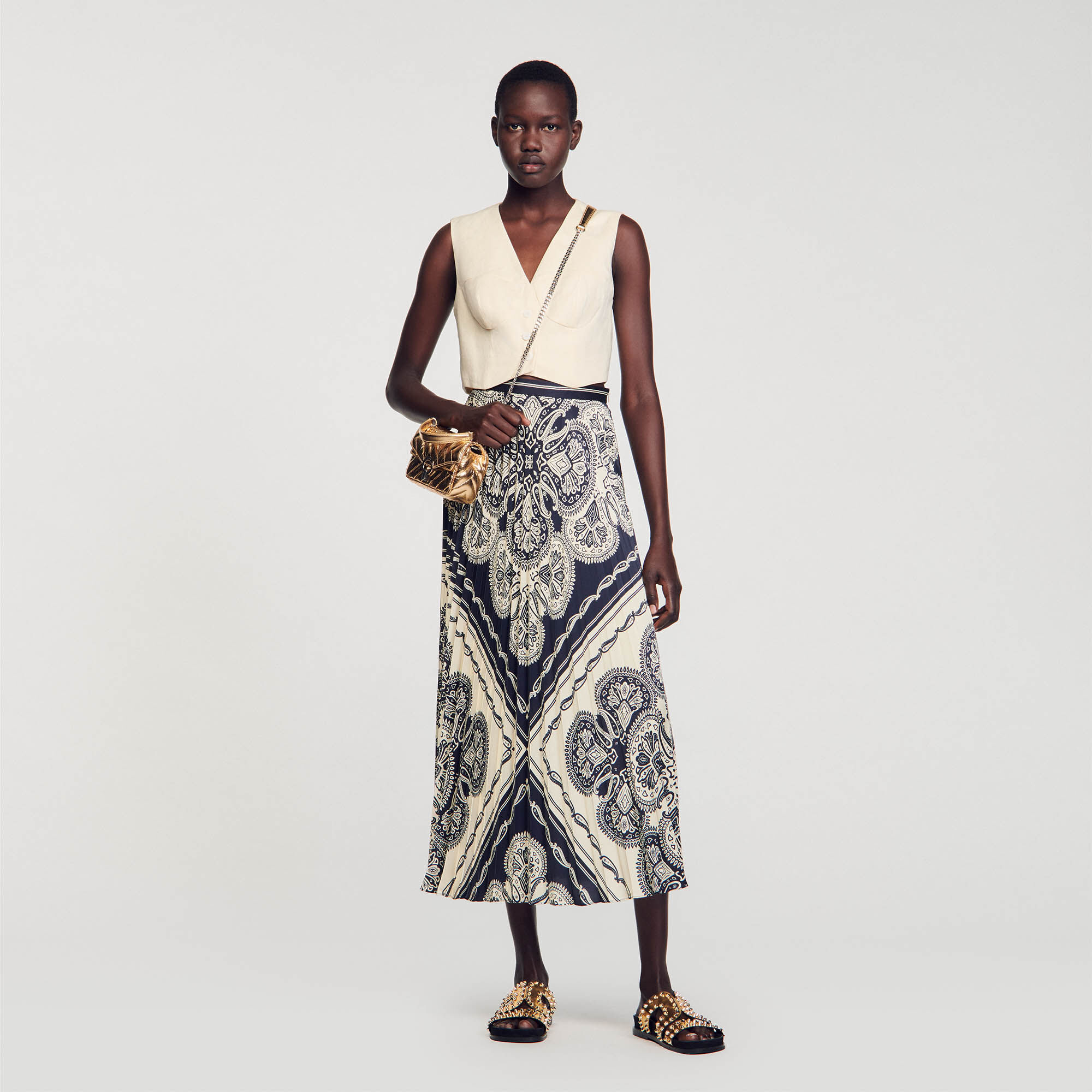 Floaty bandana print maxi skirt Natural Sandro Paris