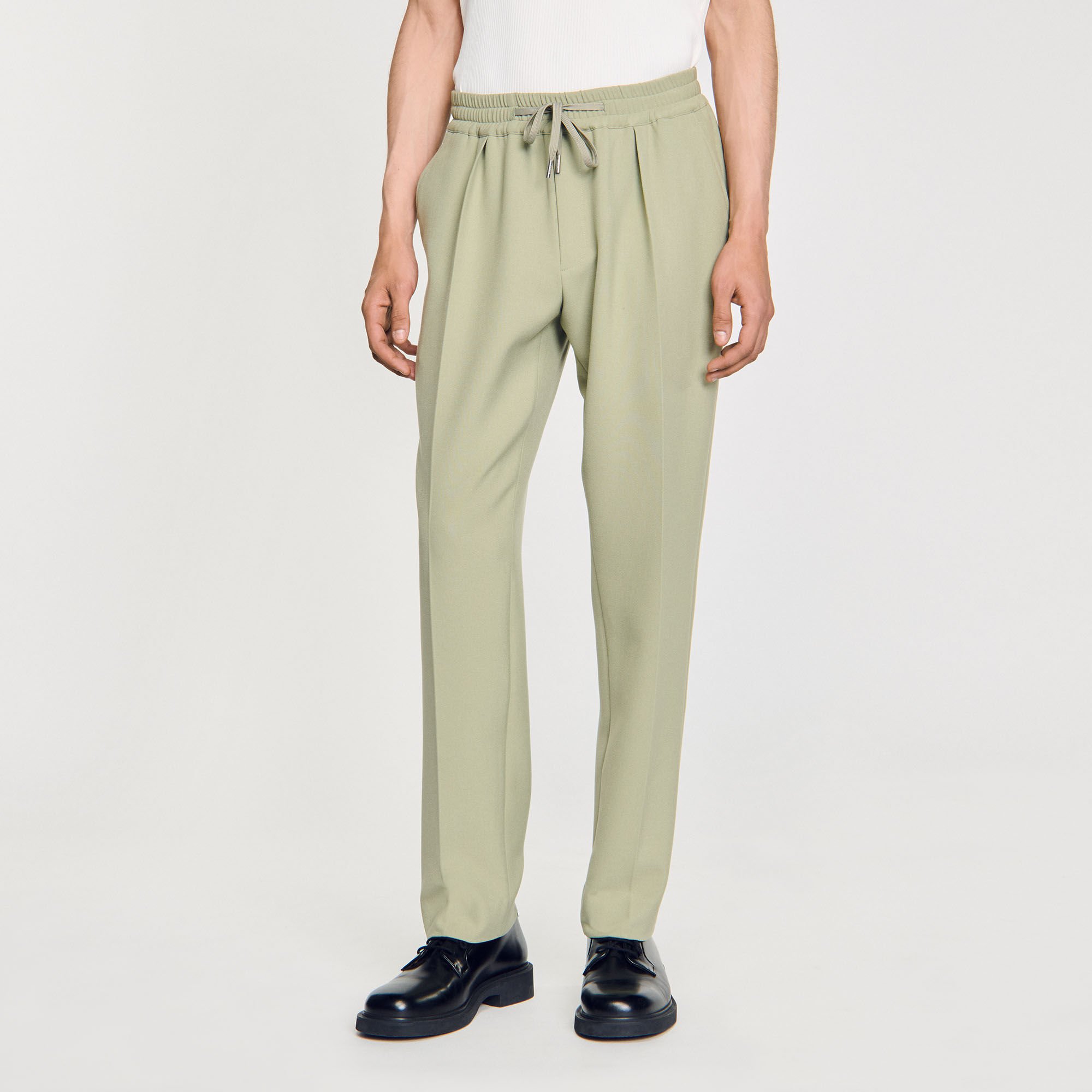 Elasticated straight-leg trousers
