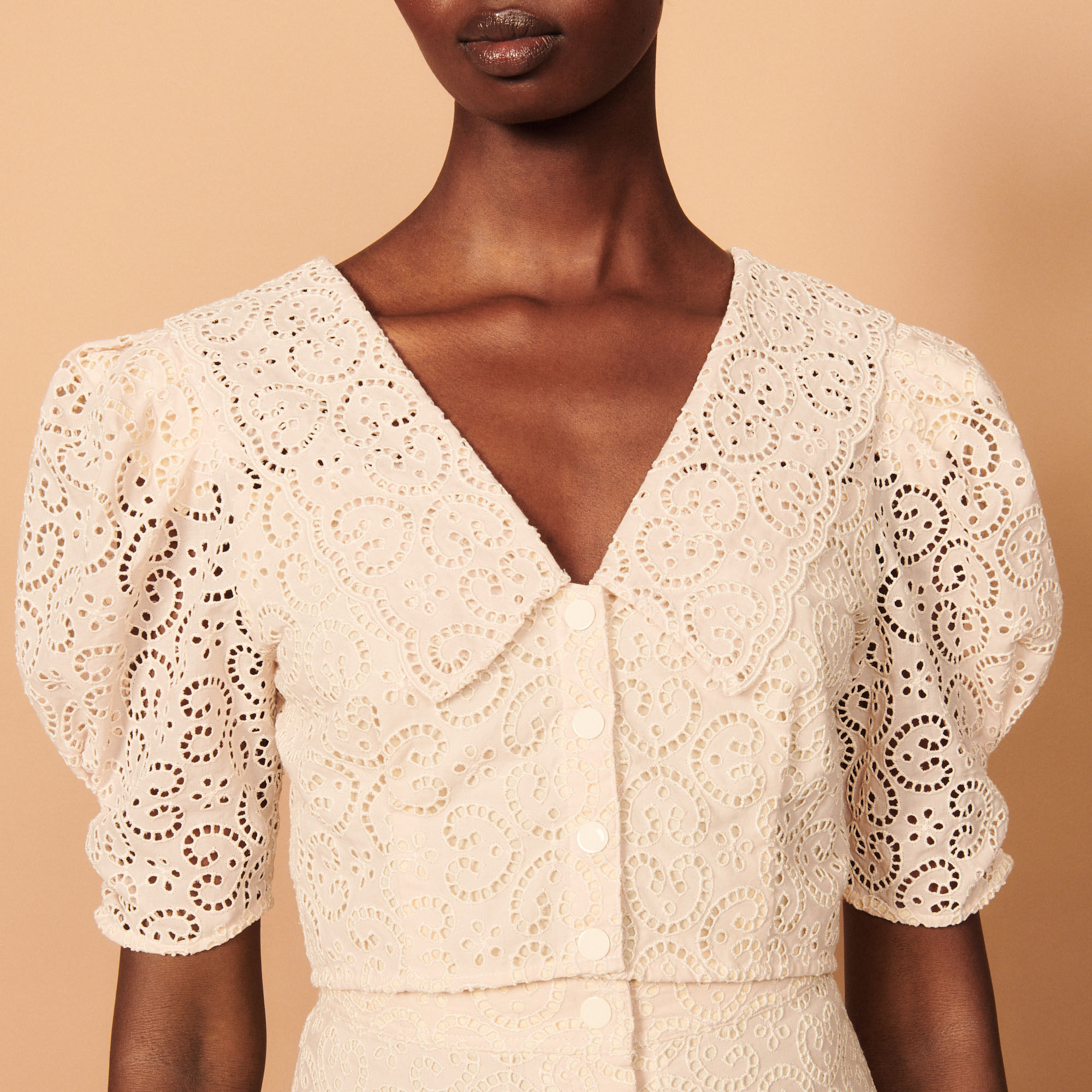 Cropped broderie anglaise shirt