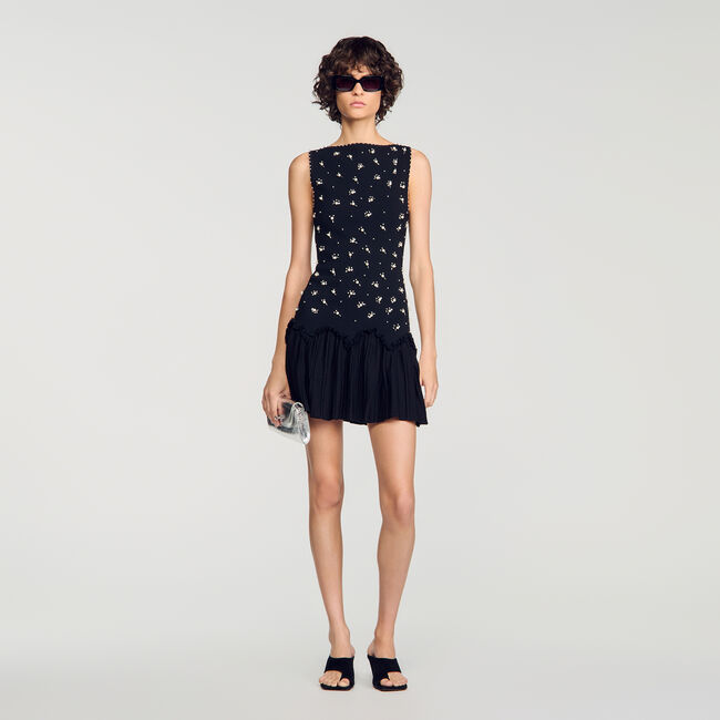 Short velvet dress with beads - Women | Sandro