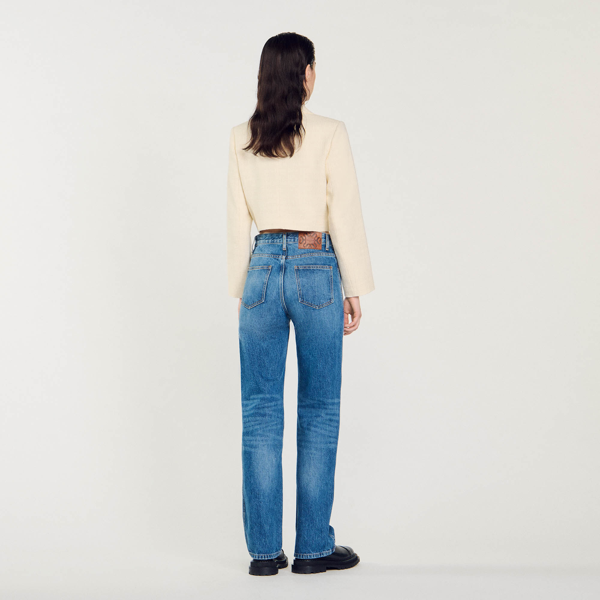 Flared faded jeans