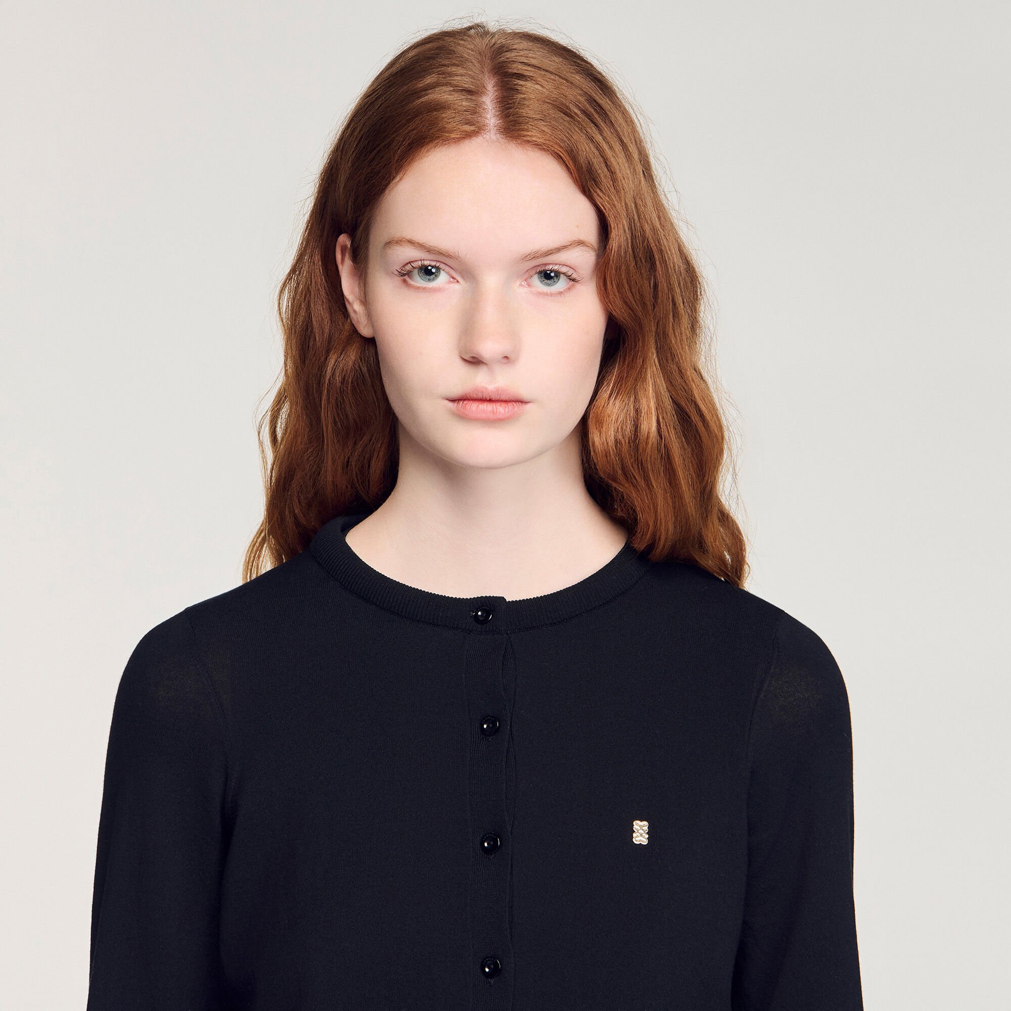 Padded round neck cropped cardigan