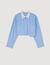 Striped cropped shirt with rhinestone