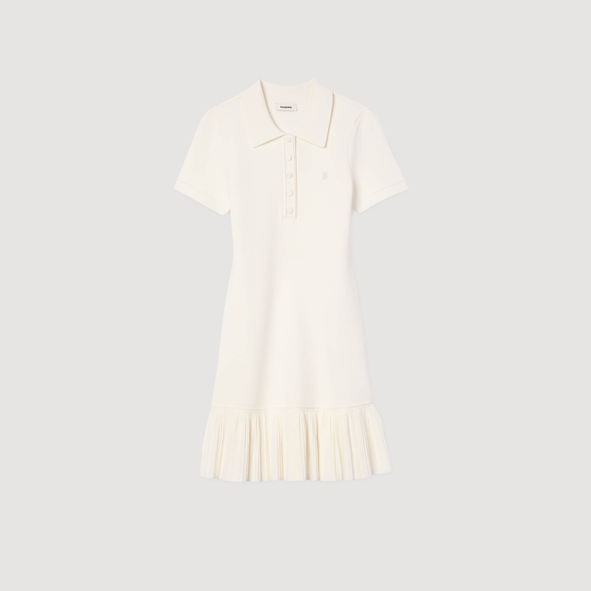 Short knit dress with polo neck