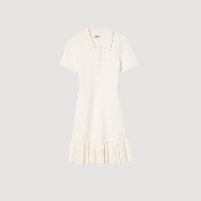 Short knit dress with polo neck