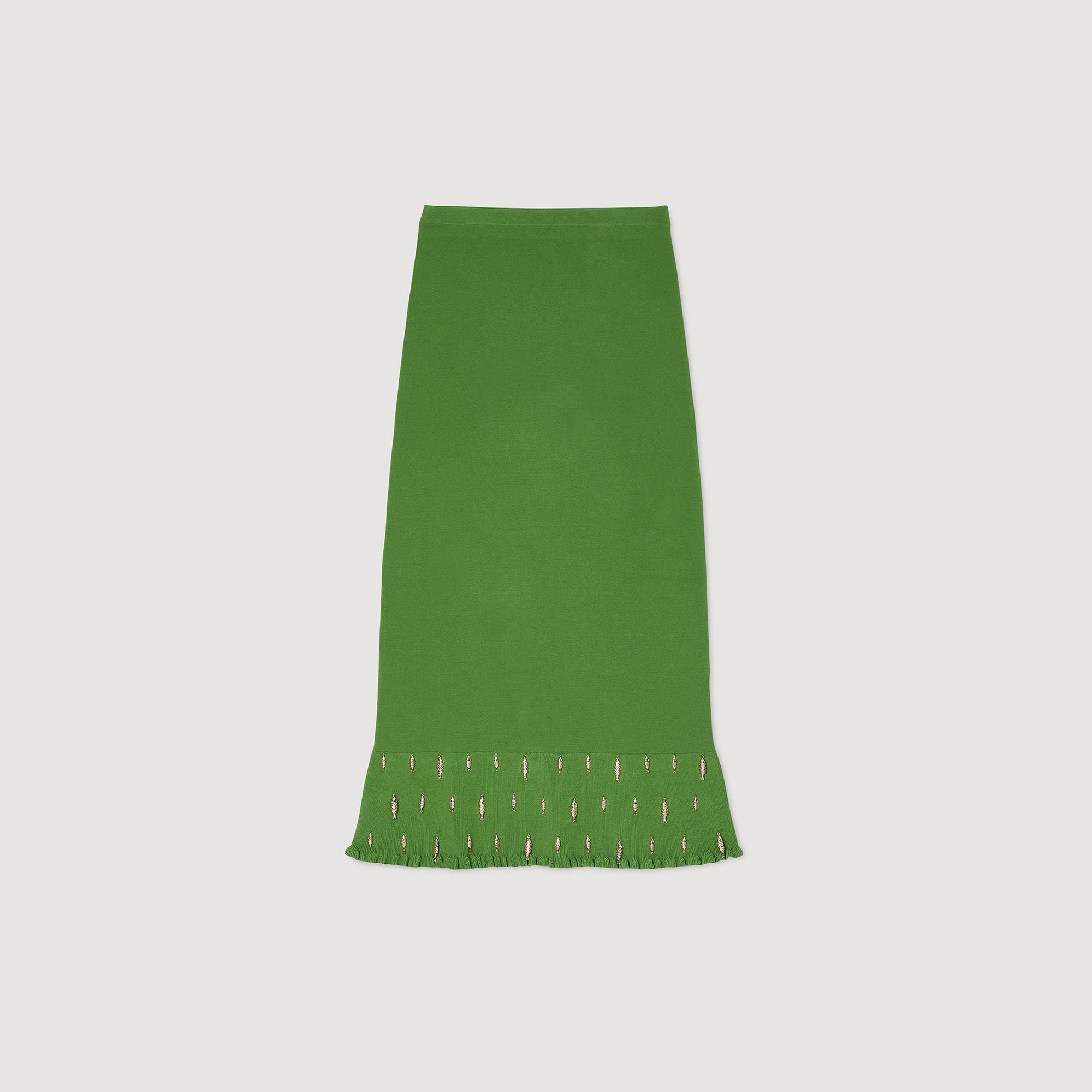 Long knit skirt with charms