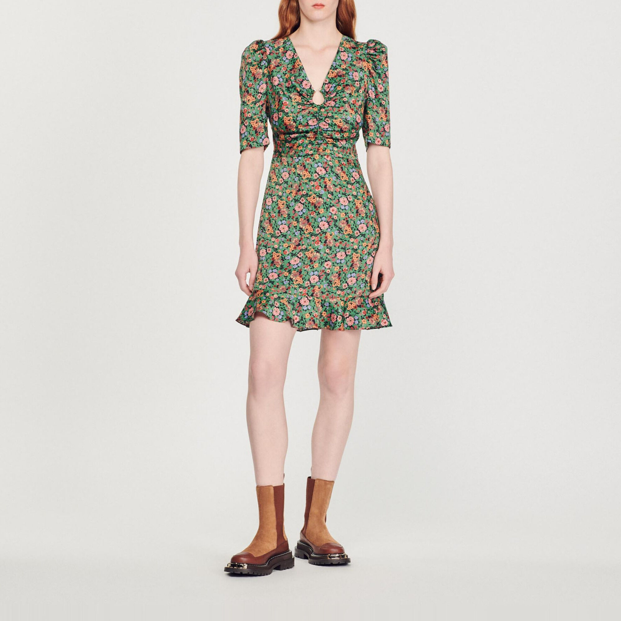 Short dress with Autumn Flowers print