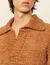 Hand-knitted effect polo sweater