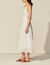 Long backless dress and lace trim
