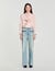 Straight-leg leather detail jeans