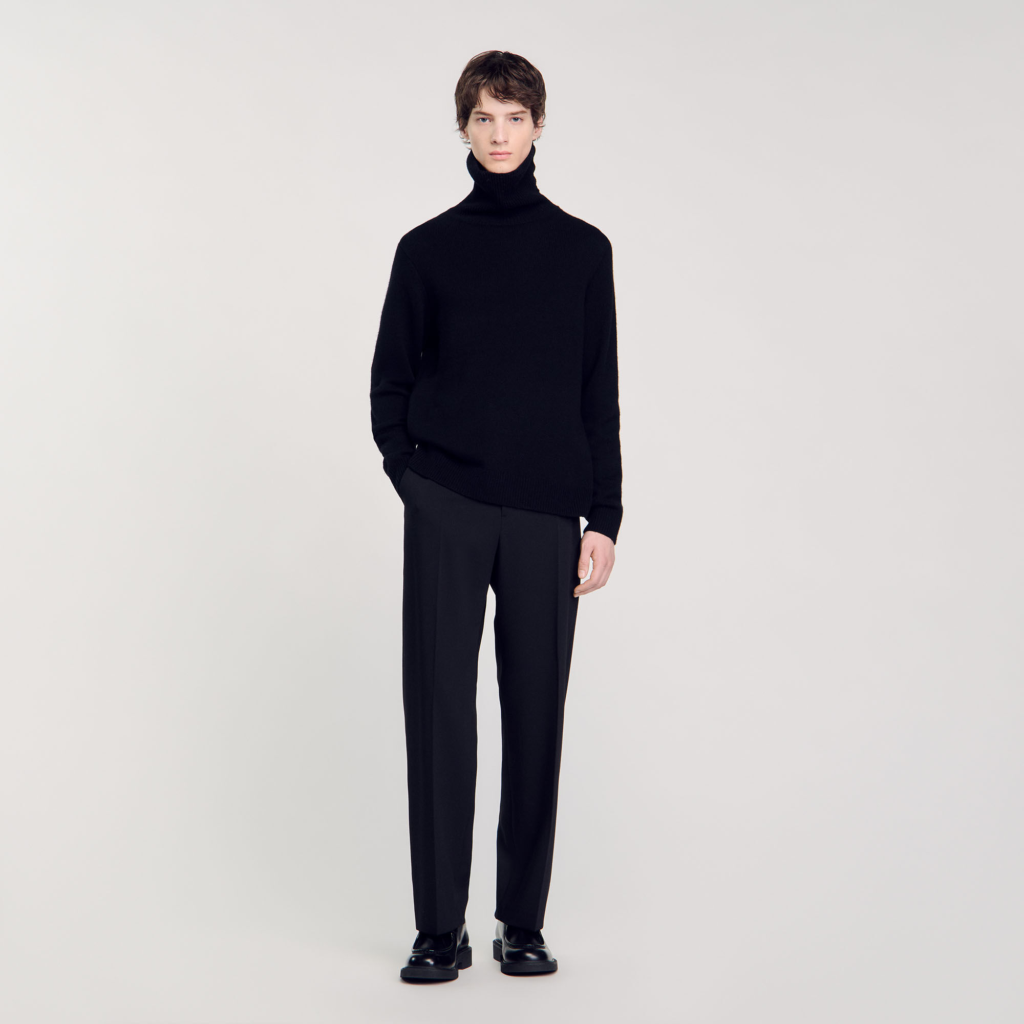 Wide leg wool trousers