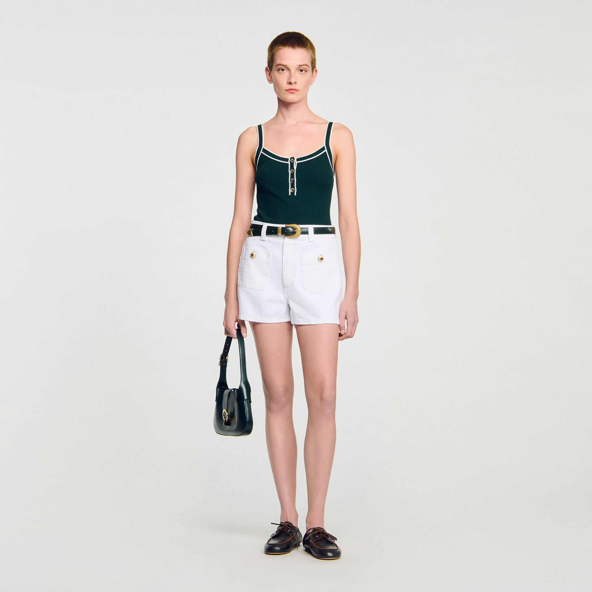 Two-tone knit vest top