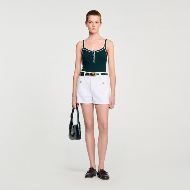 Two-tone knit vest top